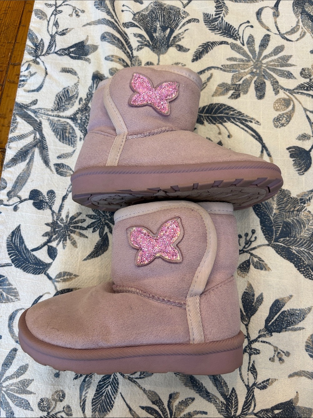 jumping beans Purple Glitter Butterfly Cozy Kids Boots